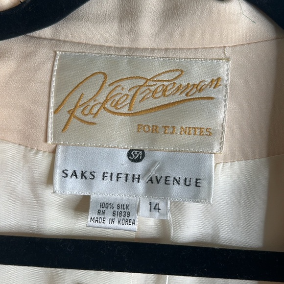 Rickie freeman for Teri Jon nites saks fifth Avenue slik pantsuit size 14 peach - Picture 7 of 12